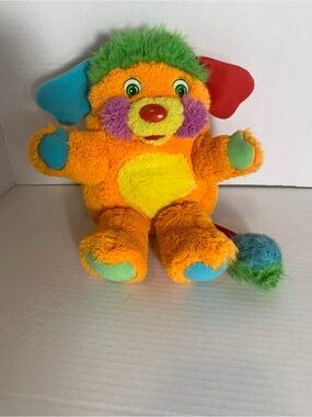 Popples “Puzzles” 1980’s Vintage Plush- Bright Orange with Green Hair